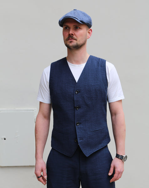 Hansen Garments Daniel Classic Waistcoat Vest Crinkle Blue