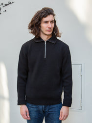 Andersen Andersen Navy Half-Zip / Pure Wool - Black