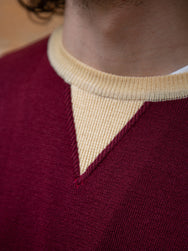 Stevenson Overall V-Gusset Wool Knitted Sweat Shirt - Burgundy (WS)