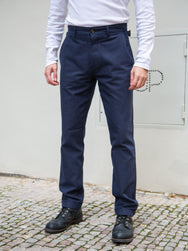 Hansen Finn / Side Buckle Regular Trousers - Blue Pin