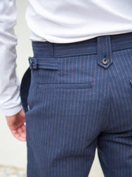 Hansen Finn / Side Buckle Regular Trousers - Blue Pin