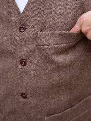 Fleurs de Bagne The "BORSALINO" Vest / Herringbone - Sand