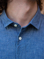 Japan Blue J350323 5oz Cote D'Ivoire Cotton Selvedge Buono Chambray Shirt - Dark Indigo