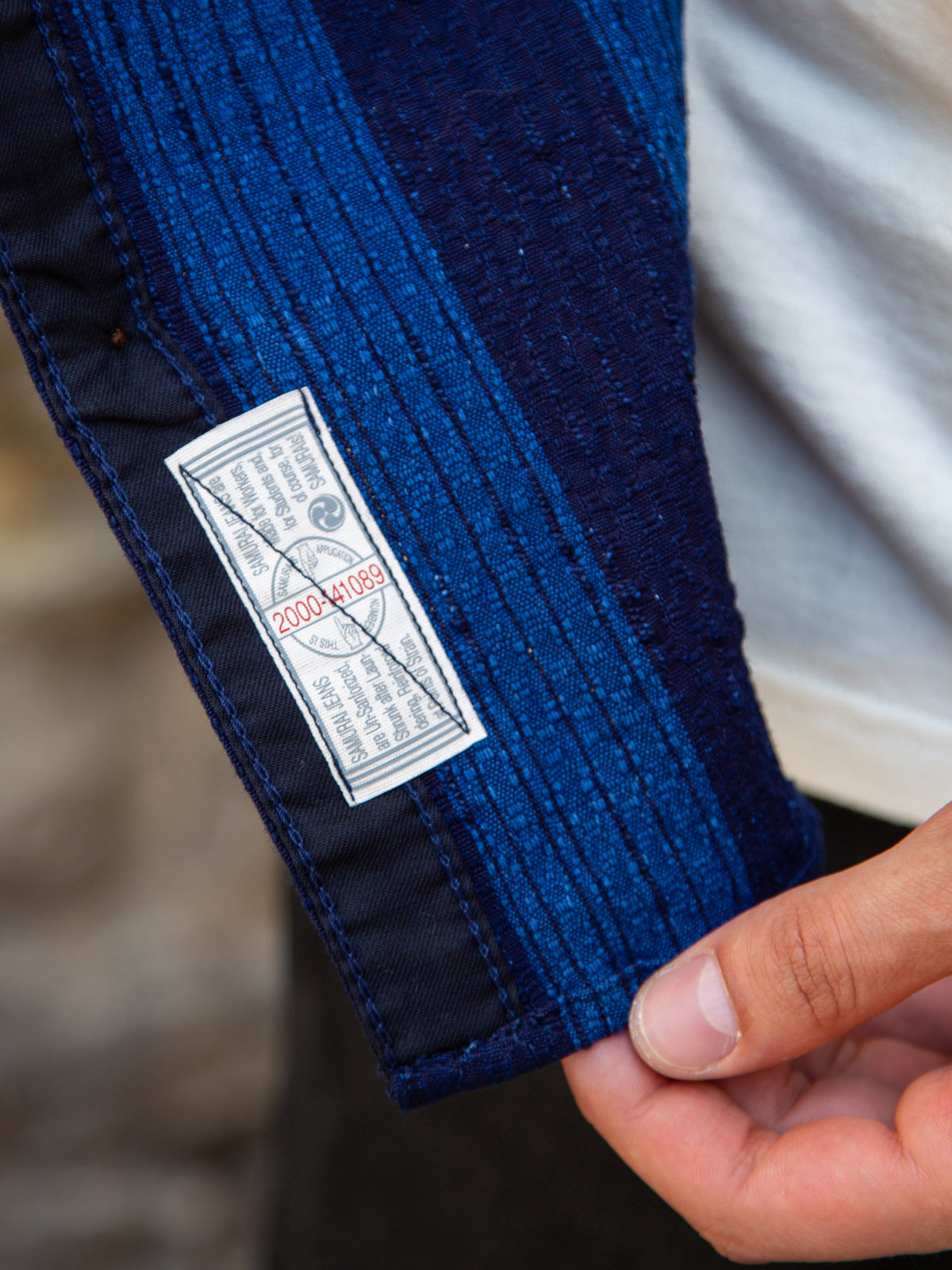 Samurai Indigo Kasuri Striped Check Work Shirt (SSS22-KSR-OVS)