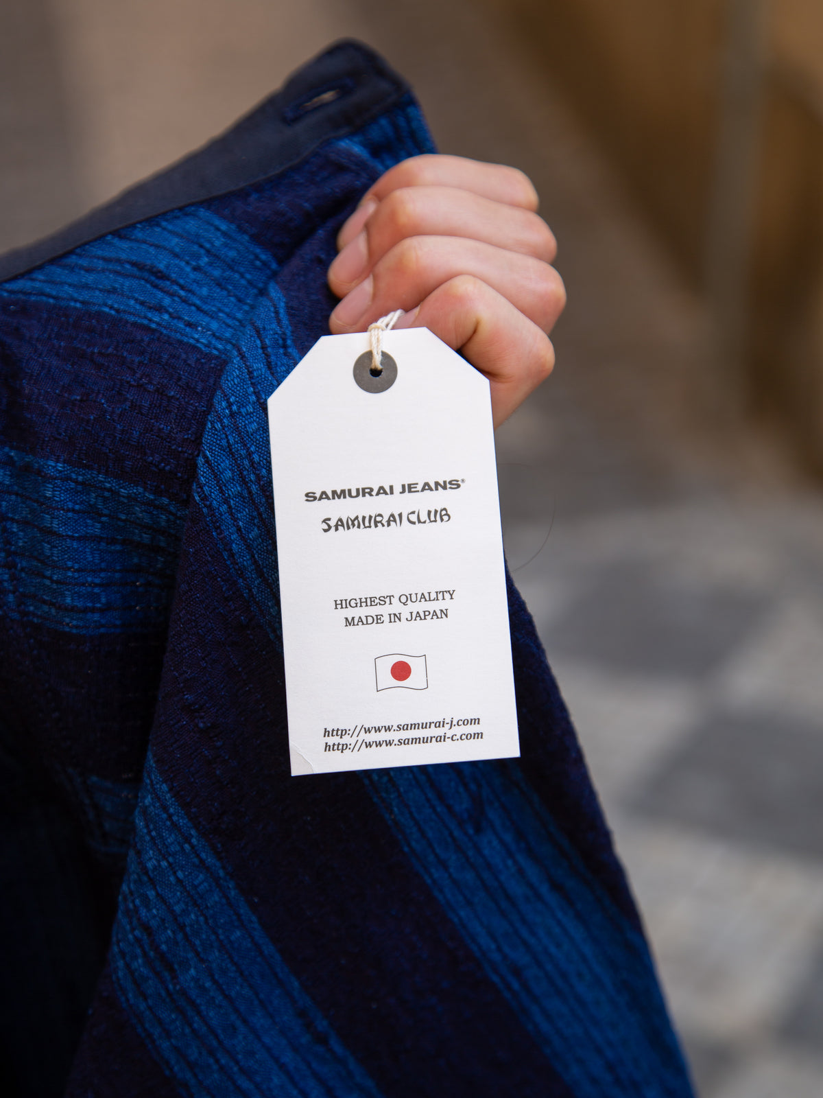 Samurai Indigo Kasuri Striped Check Work Shirt (SSS22-KSR-OVS)