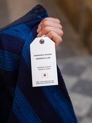 Samurai Indigo Kasuri Striped Check Work Shirt (SSS22-KSR-OVS)