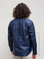Indigofera Hawley Leather Shirt - Navy