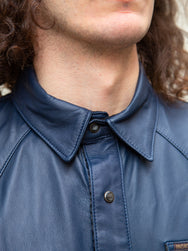 Indigofera Hawley Leather Shirt - Navy