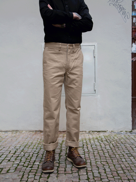 Iron Heart IH-730-KHA 12oz Heavy Cotton Regular Fit Chinos - Khaki