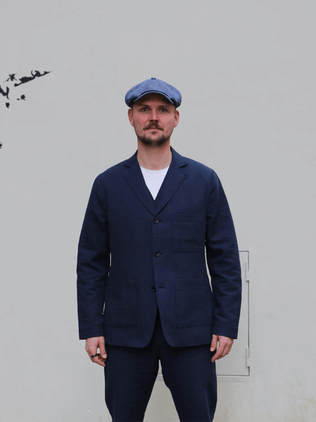 Hansen Garments Charlie Easy Three Button Blazer Crinkle Blue