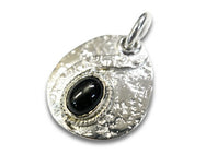 First Arrow’s Hammered Arabesque Carving Metal Pendant with Blackstar – P-012