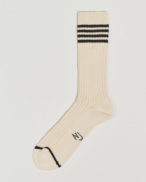 Nudie Jeans Men’s Tennis Socks Stripe Offwhite / Black (181094)