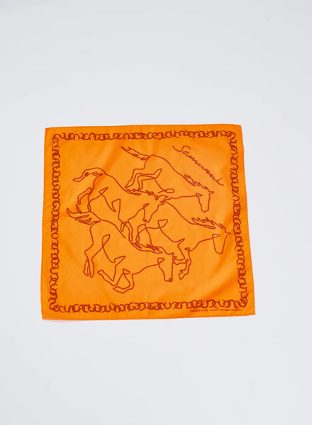 Samurai Jeans Galloping Horses Selvedge Bandana – Orange (SJ-BANDANA-03)