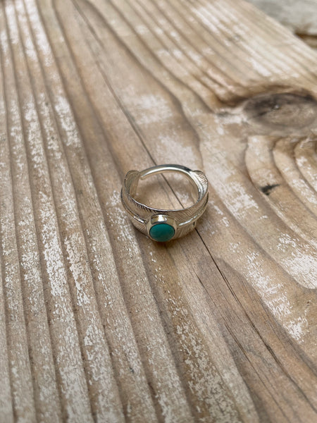 First Arrow's Feather Ring with Turquoise R-016