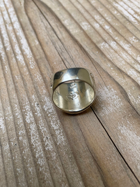 First Arrow's Stamp Stand Sun and Arabesque carving Ring with K18 R-096