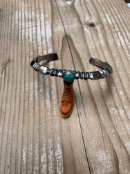 First Arrow's Butterfly Sand Cast bungle with Turquoise C BR-290