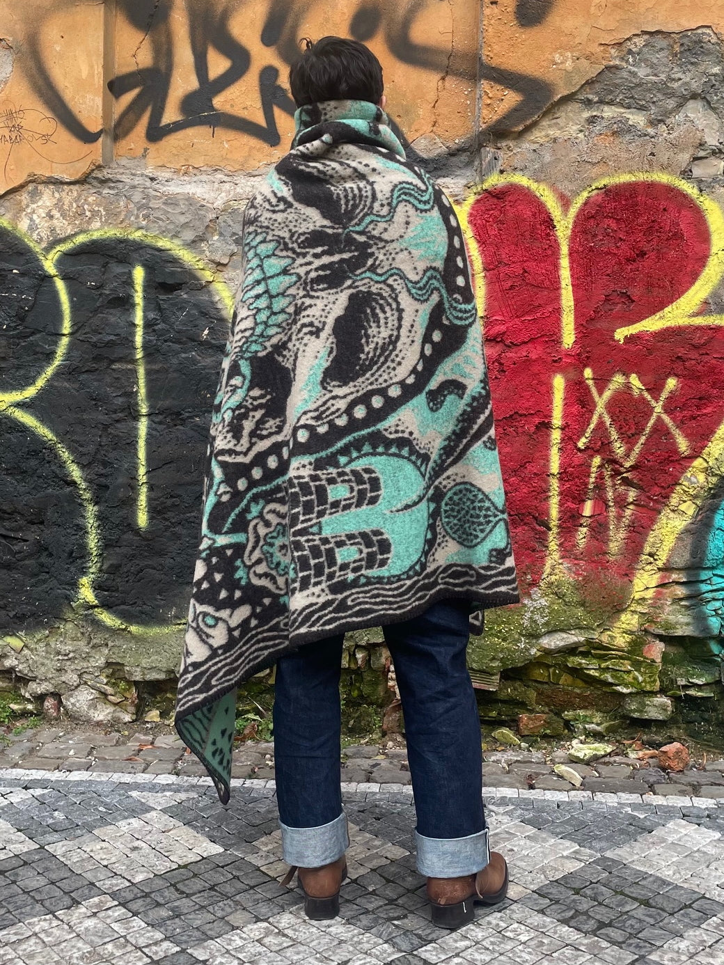 Indigofera x Björn Atldax Wool Blanket, Tarrot Death Card