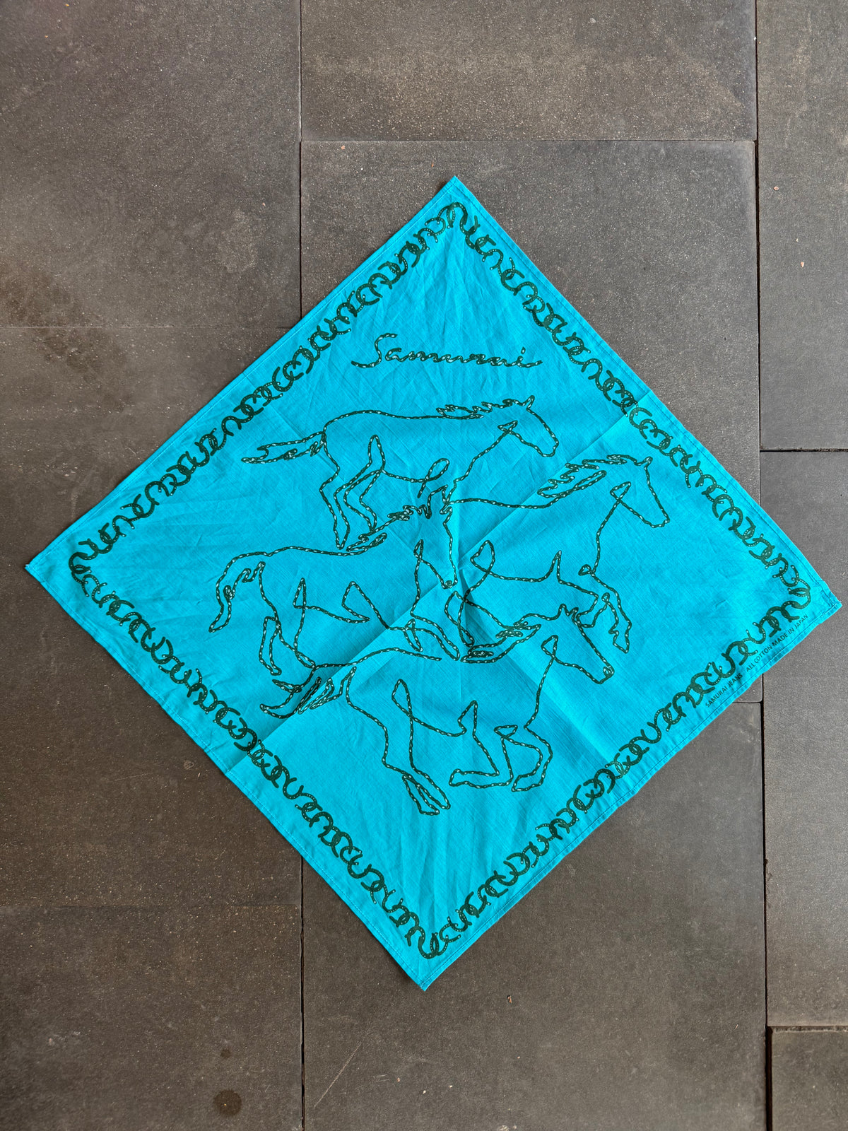 Samurai Jeans Horse Motif Bandana – Turquoise (SJ-BANDANA-03H)