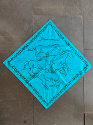 Samurai Jeans Horse Motif Bandana – Turquoise (SJ-BANDANA-03H)