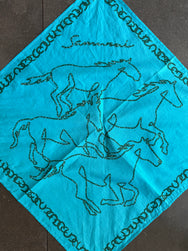 Samurai Jeans Horse Motif Bandana – Turquoise (SJ-BANDANA-03H)