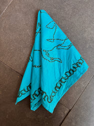 Samurai Jeans Horse Motif Bandana – Turquoise (SJ-BANDANA-03H)