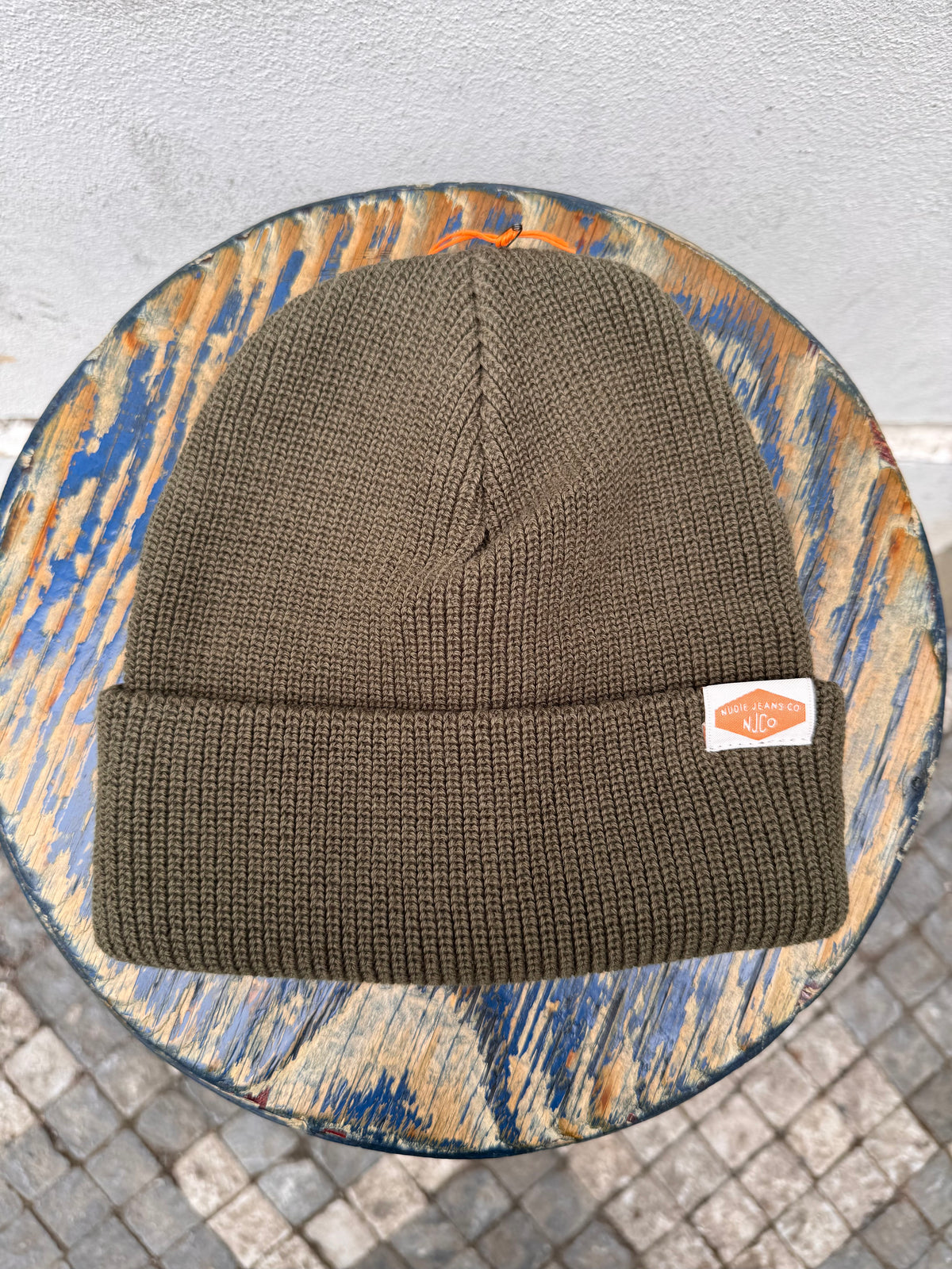 Nudie Jeans Cotton Beanie Ribbed Olive