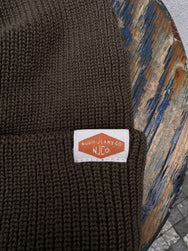 Nudie Jeans Cotton Beanie Ribbed Olive