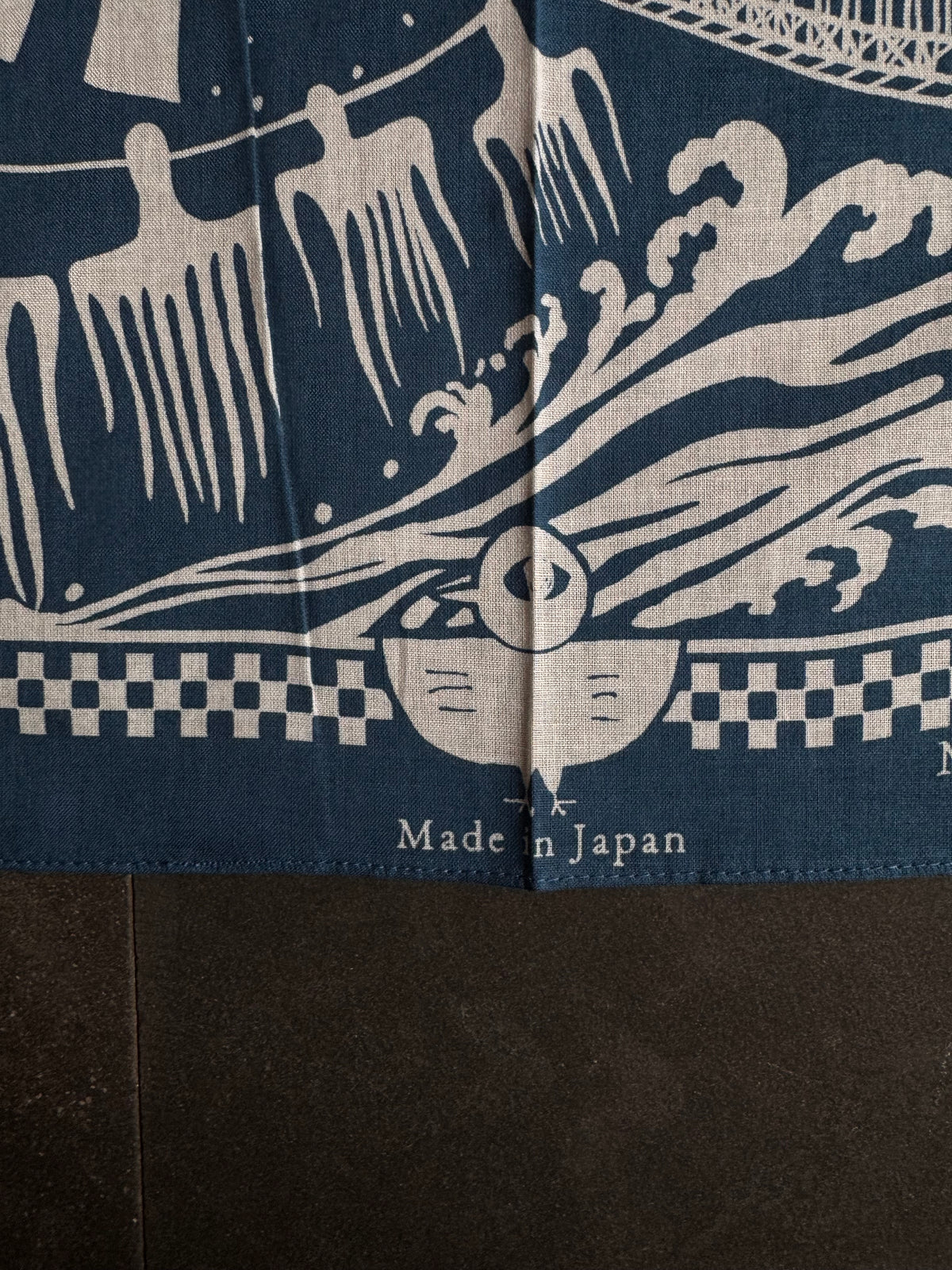 Omoto Denim "The Great Kojima" Seto Inland Sea Bandana – Blue (9302)