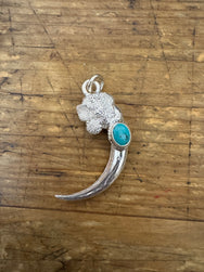 First Arrow’s Large Eagle Claw Pendant with Turquoise “Left” – P-024L