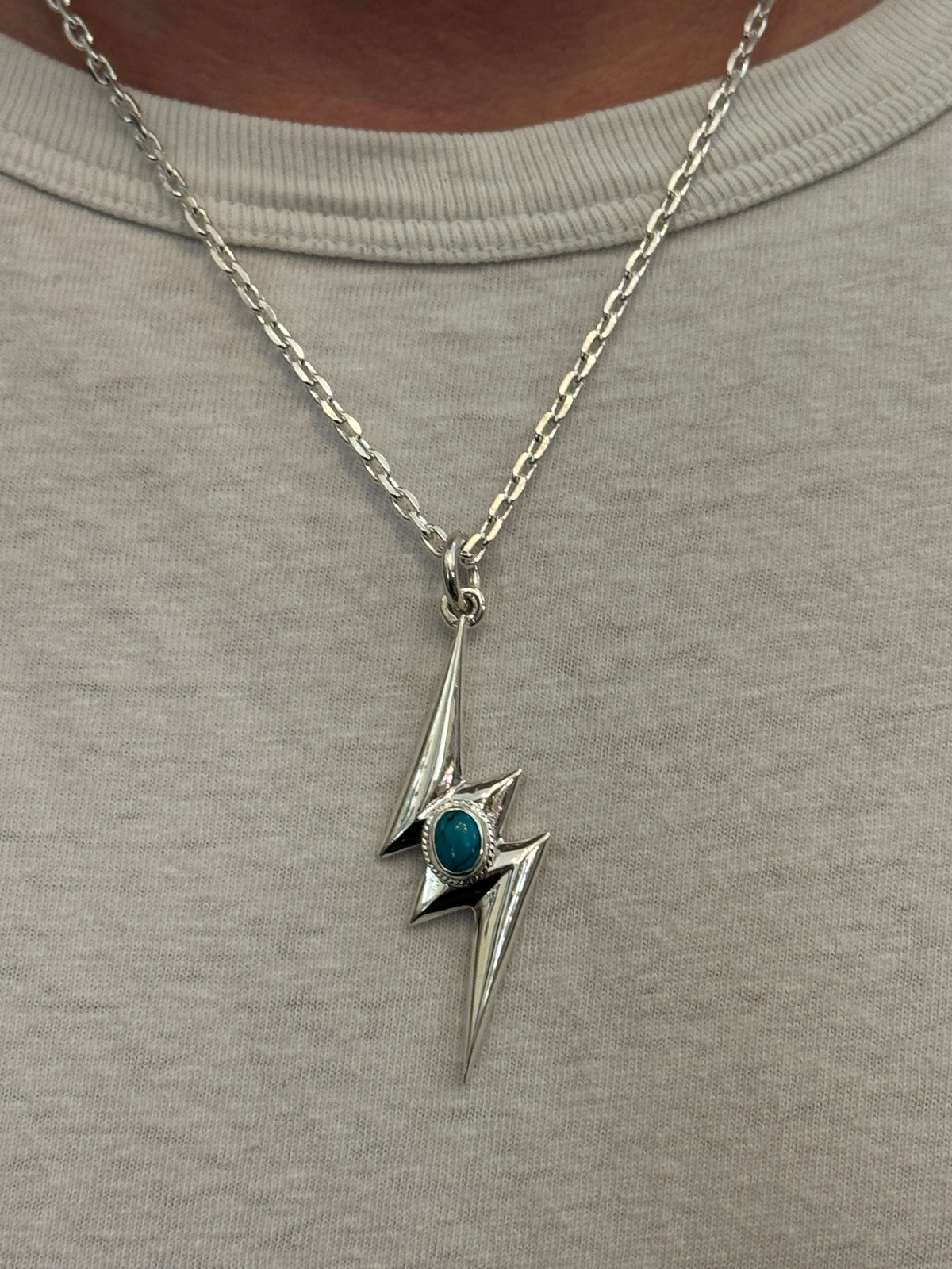 First Arrow’s Lightning Pendant (L) with Turquoise – P-838