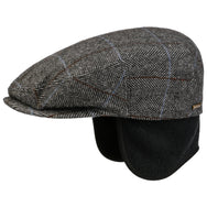 Stetson Kent Wool Ivy Cap with Earflaps - Herringbrown/Grey (6210105)