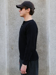 Studio d'Artisan Thermal Henley Waffle – Black (9937)