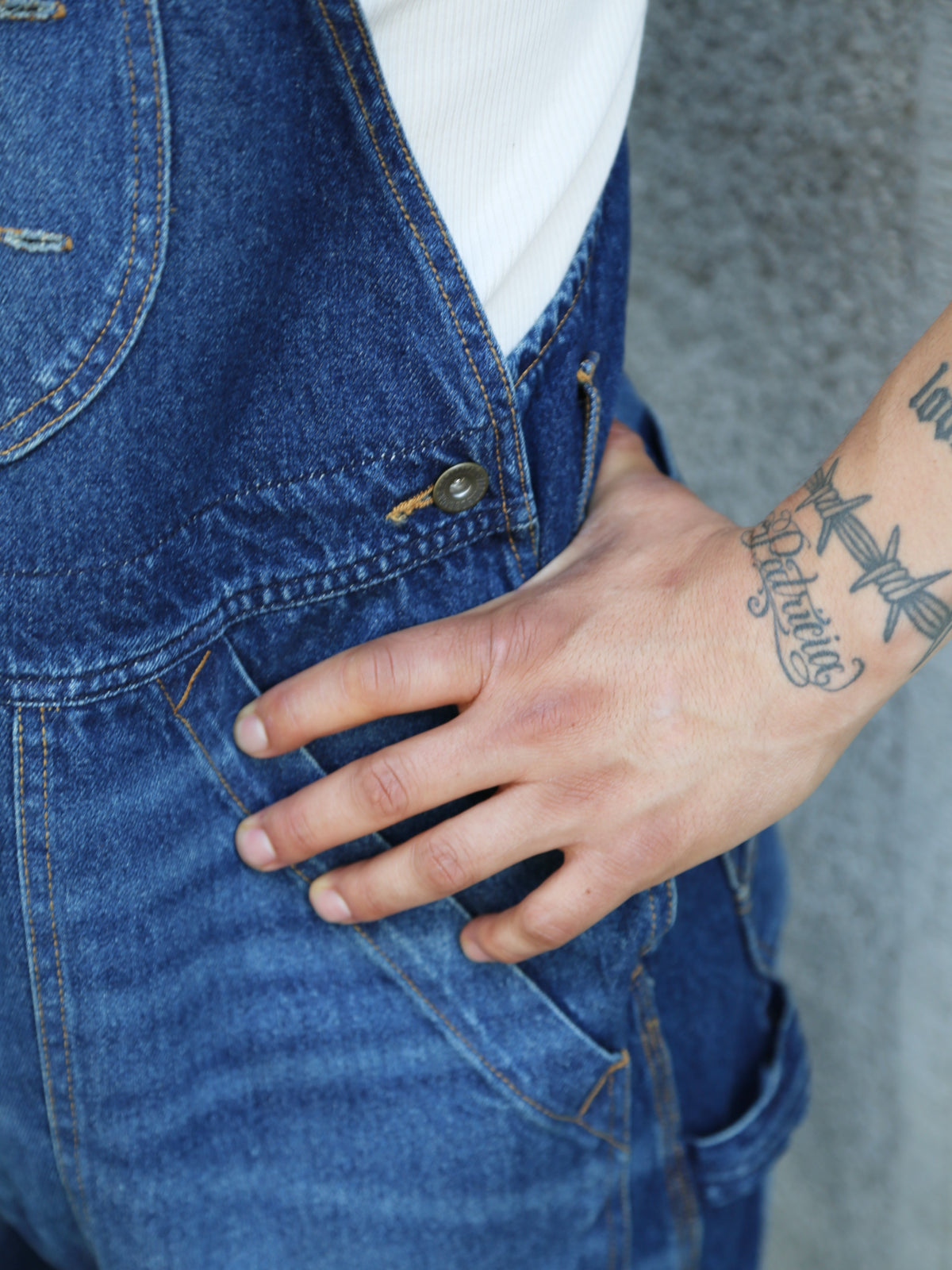 Fleurs de Bagne Overall – Denim Heavy Used (A-07031)