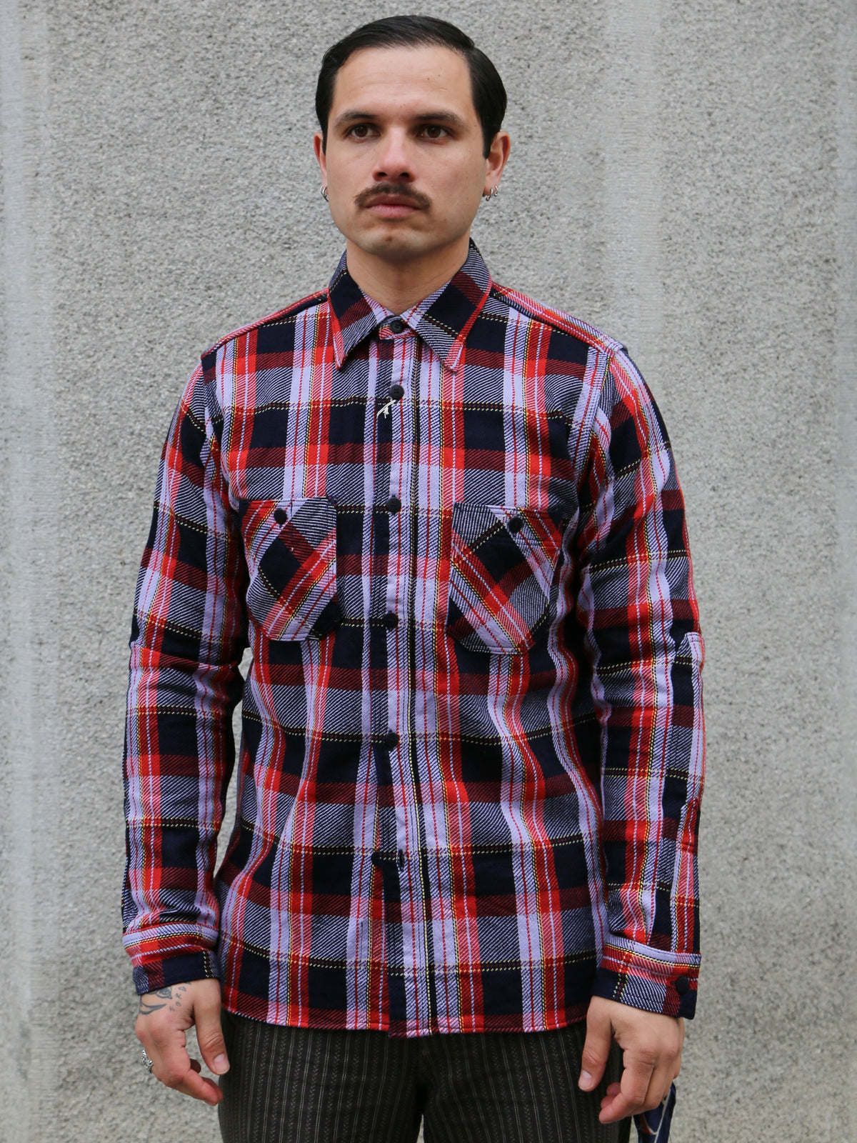 Samurai Jeans Heavyweight Flannel Shirt – Purple (SIN25-01W)