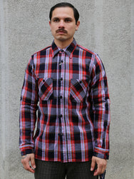 Samurai Jeans Heavyweight Flannel Shirt – Purple (SIN25-01W)