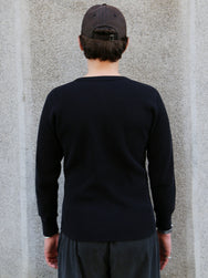 Studio d'Artisan Thermal Henley Waffle – Black (9937)