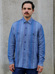 Sugar Cane Native American Dobby Work Shirt – Indigo (SC29579)