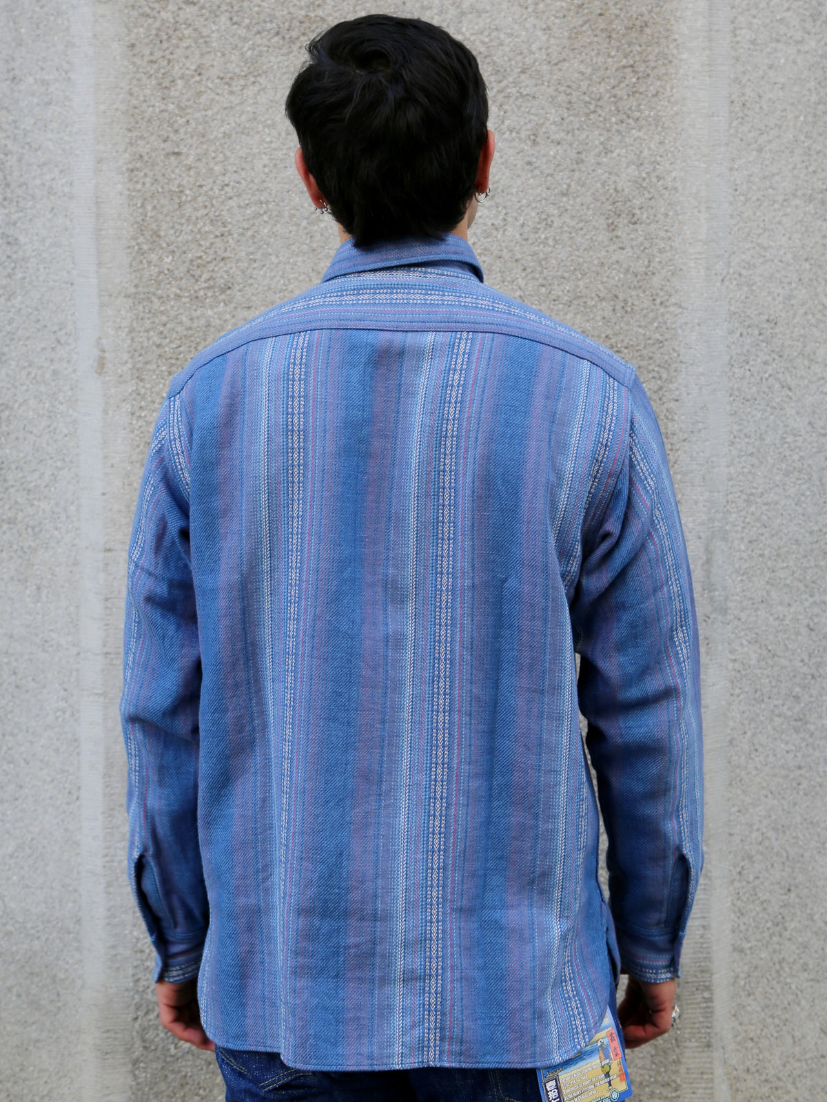 Sugar Cane Native American Dobby Work Shirt – Indigo (SC29579)