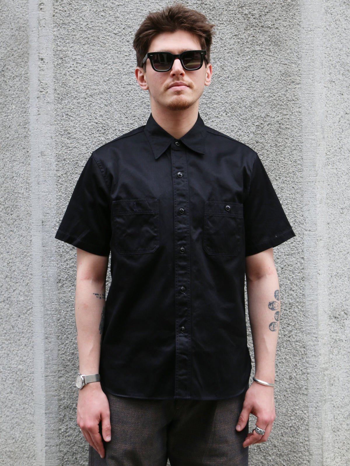 Buzz Rickson's Herringbone S/S Work Shirt – Black (BR39530-119)