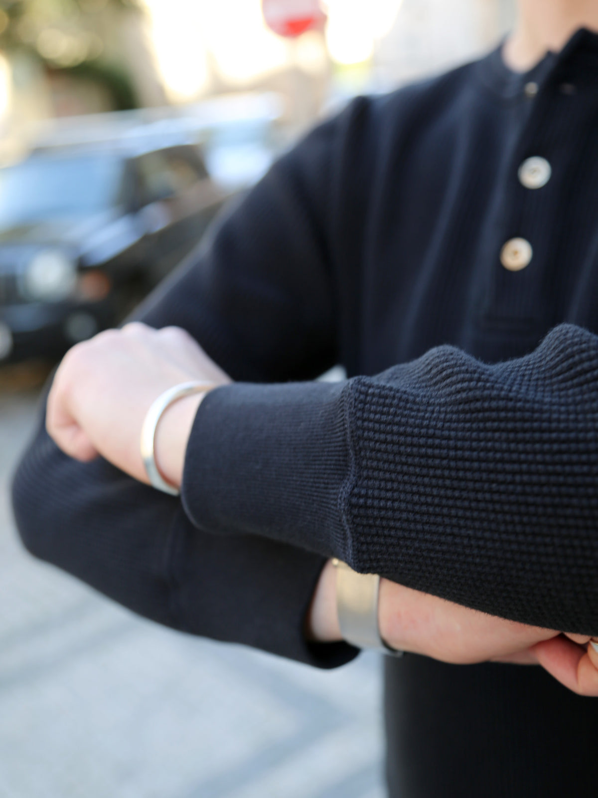 Studio d'Artisan Thermal Henley Waffle – Black (9937)