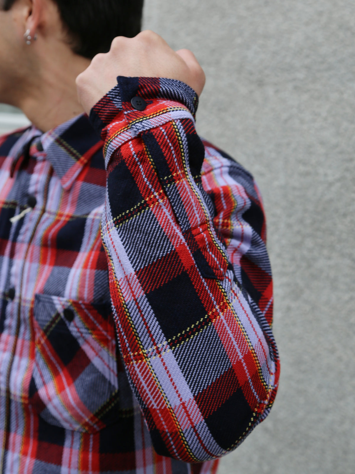 Samurai Jeans Heavyweight Flannel Shirt – Purple (SIN25-01W)