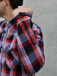 Samurai Jeans Heavyweight Flannel Shirt – Purple (SIN25-01W)