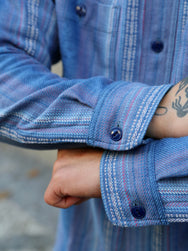 Sugar Cane Native American Dobby Work Shirt – Indigo (SC29579)