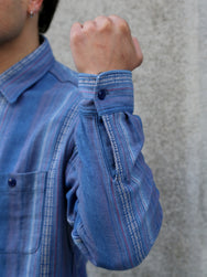 Sugar Cane Native American Dobby Work Shirt – Indigo (SC29579)