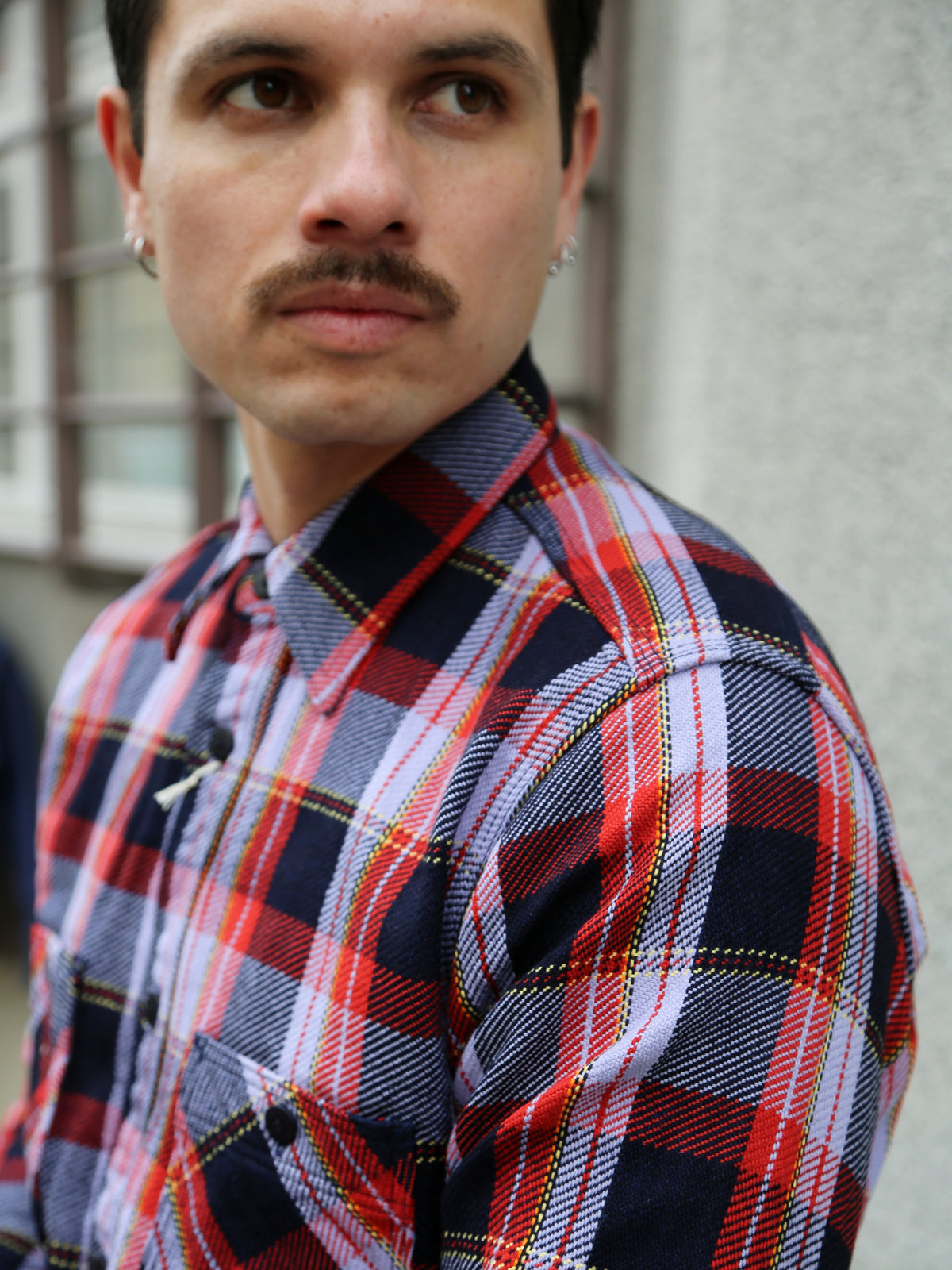 Samurai Jeans Heavyweight Flannel Shirt – Purple (SIN25-01W)