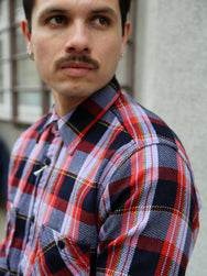 Samurai Jeans Heavyweight Flannel Shirt – Purple (SIN25-01W)