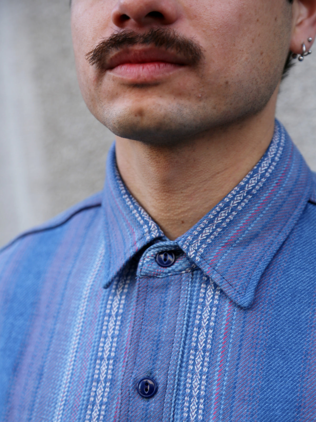 Sugar Cane Native American Dobby Work Shirt – Indigo (SC29579)