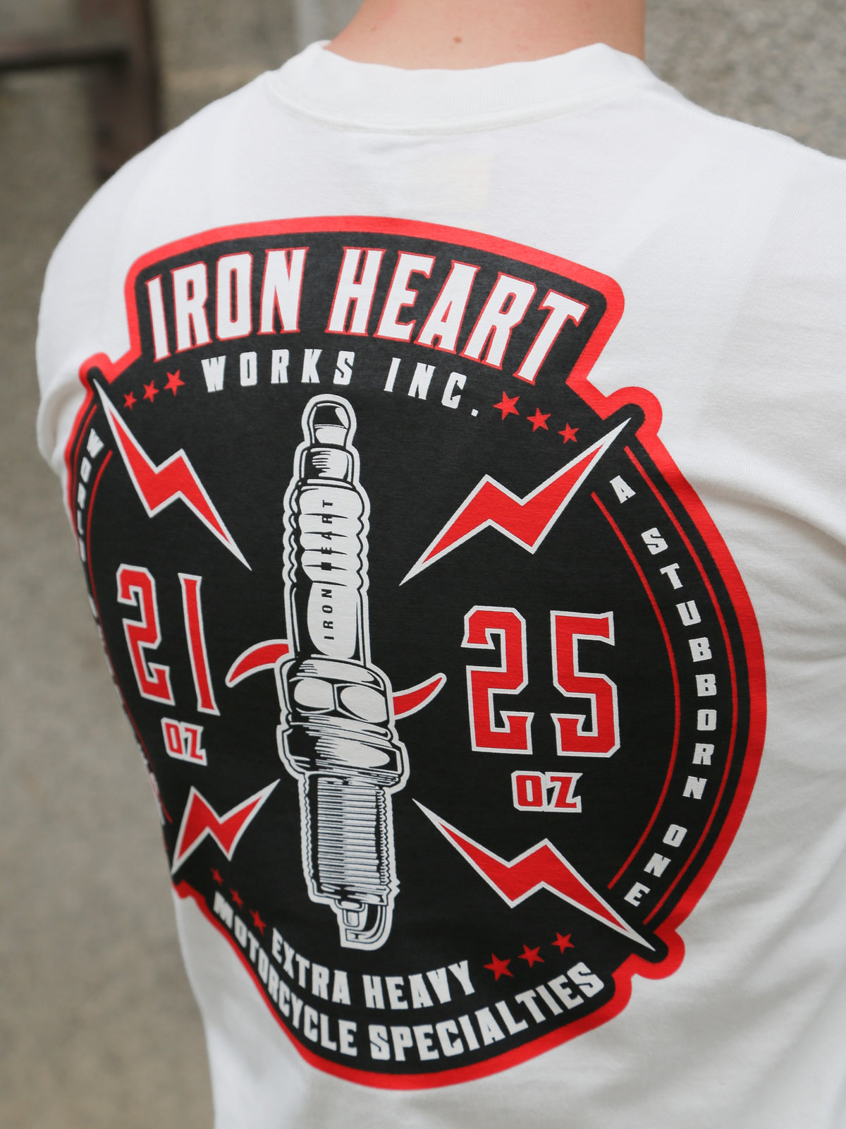 Iron Heart 7.5oz Printed Loopwheel Crew Neck T-Shirt – White (IHT-2503-WHT)