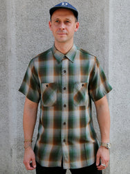 Sugar Cane Rayon Twill Check SS Work Shirt – Green (SC39726)
