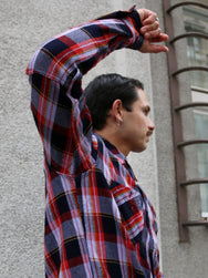 Samurai Jeans Heavyweight Flannel Shirt – Purple (SIN25-01W)